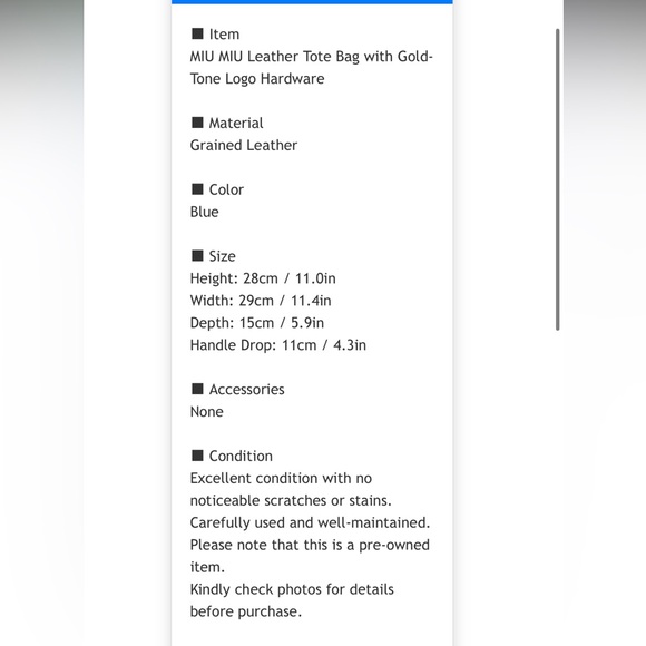 Miu Miu Royal Blue Leather Tote - Picture 11 of 11